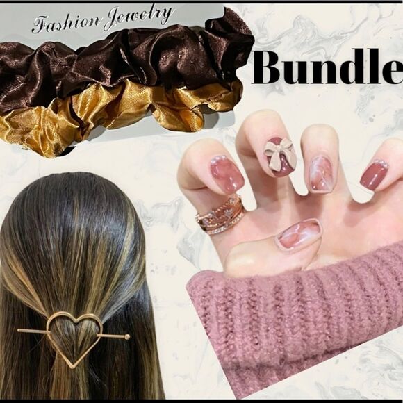 Press On Nail & Hair Accessories Bundle - Picture 1 of 11